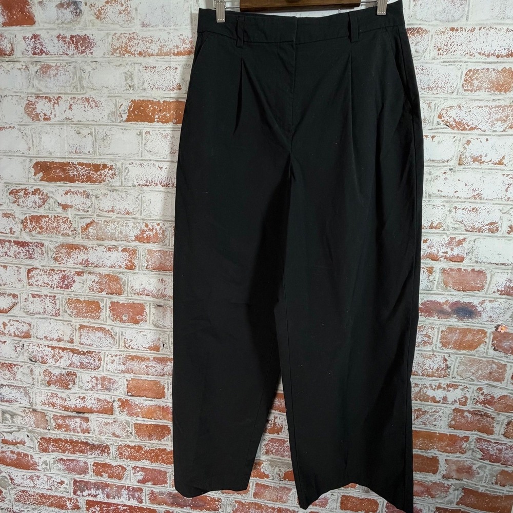 Old Navy Wide Leg Pants Womens 10 Black Extra High Rise Pleated Trousers